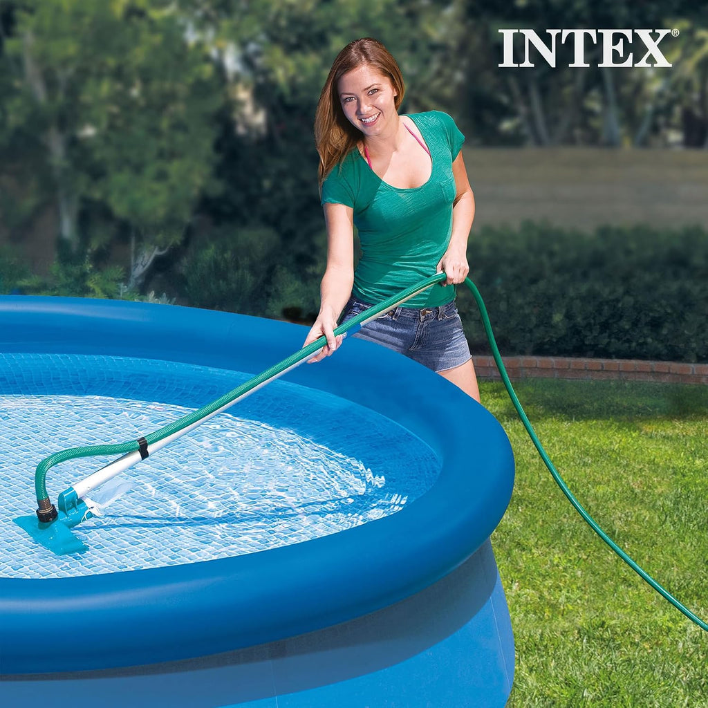 Intex 26165EH 15-Foot x 42-Inch Easy Setup Portable Inflatable Outdoor Above Ground Round Swimming Pool Set with Ladder, Filter Pump, Cover and Cleaning Maintenance Kit with Vacuum Skimmer & Pole