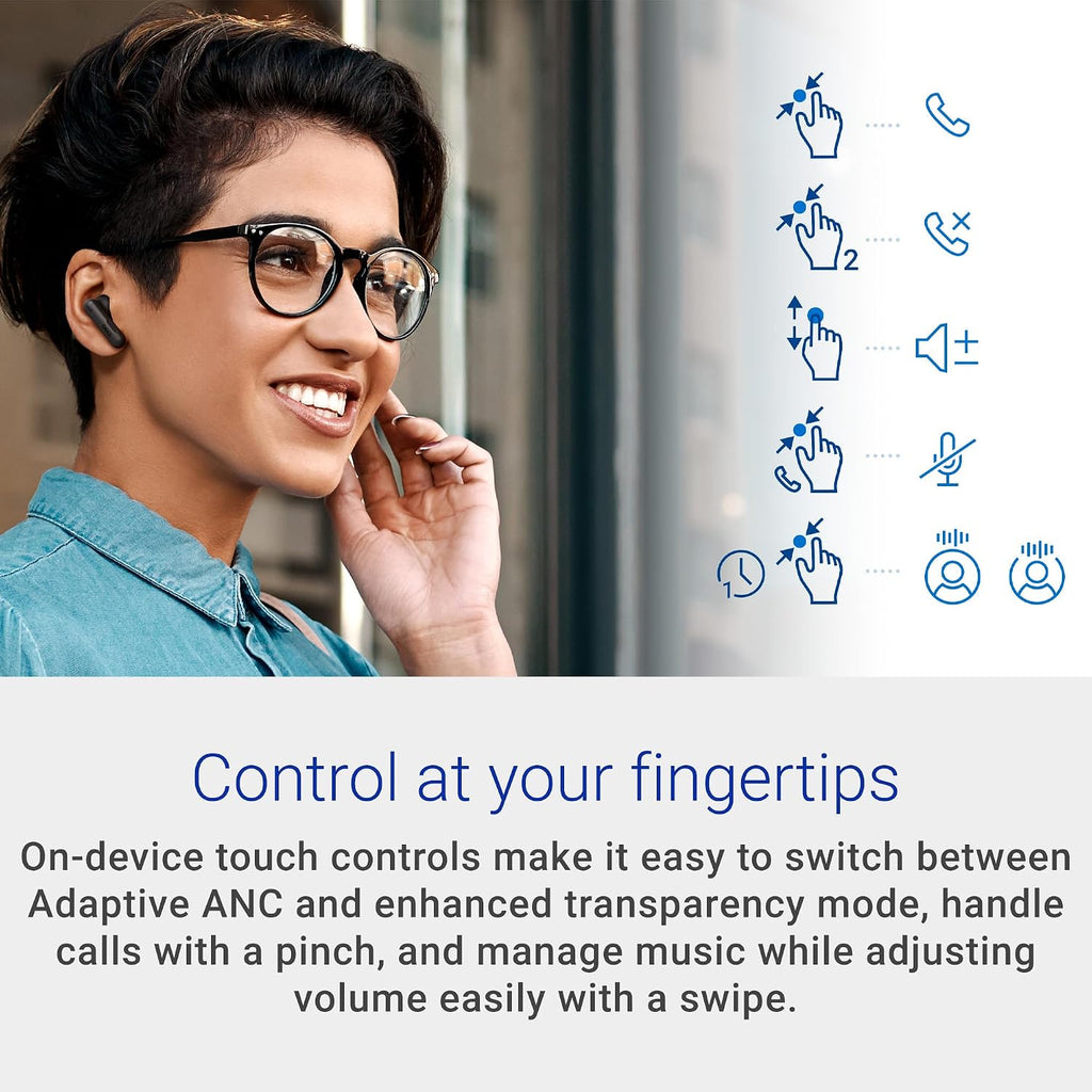 Dell Pro Plus Earbuds - EB525 - True Wireless, Bluetooth 5.3, AI-Based Noise-Cancelling mic, Adaptive ANC, Ear tip Sizes (XS, S, M, L)