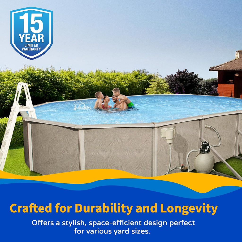Belize 12-ft x 24-ft Oval 52-in Deep 6-in Top Rail Swimming Pool Package