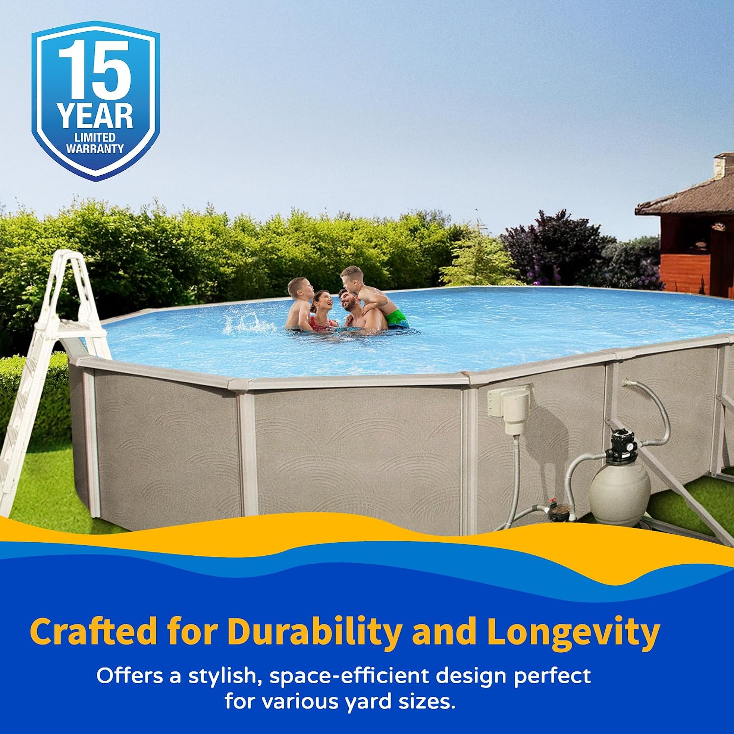 Belize 12-ft x 24-ft Oval 52-in Deep 6-in Top Rail Swimming Pool Package
