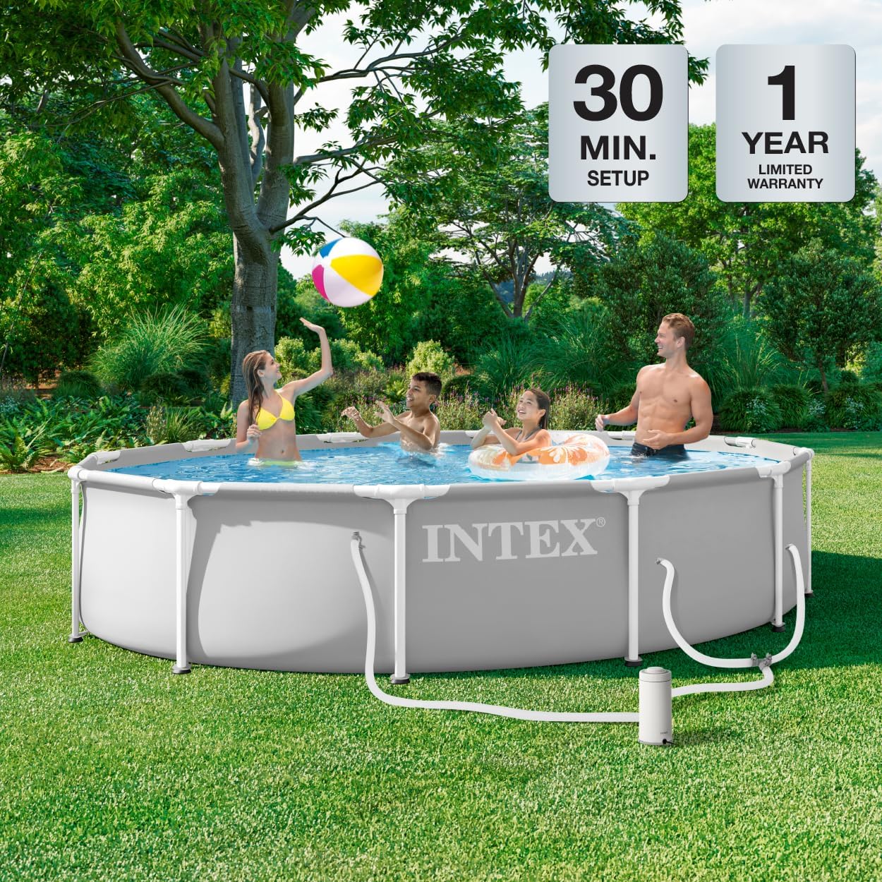 INTEX 26711EP 12Ft X 30In Prism Frame Premium Above Ground Swimming Pool Set with Filter Pump