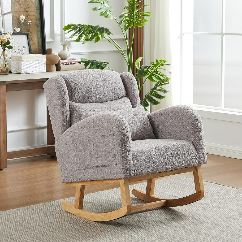 MYFUNSHOP Nursery Rocking Chair Glider – Classic Rocker with Comfortable Cushioning & Smooth Motion for Bedroom