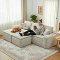 Luxury Cloud Sectional Couch, Modular Boneless Sofa, Corduroy Fabric Memory Foam Sofa in a Box, Modern Deep Seat Oversized Living Room Furniture, No Assembly Double-Layer Soft Cushion