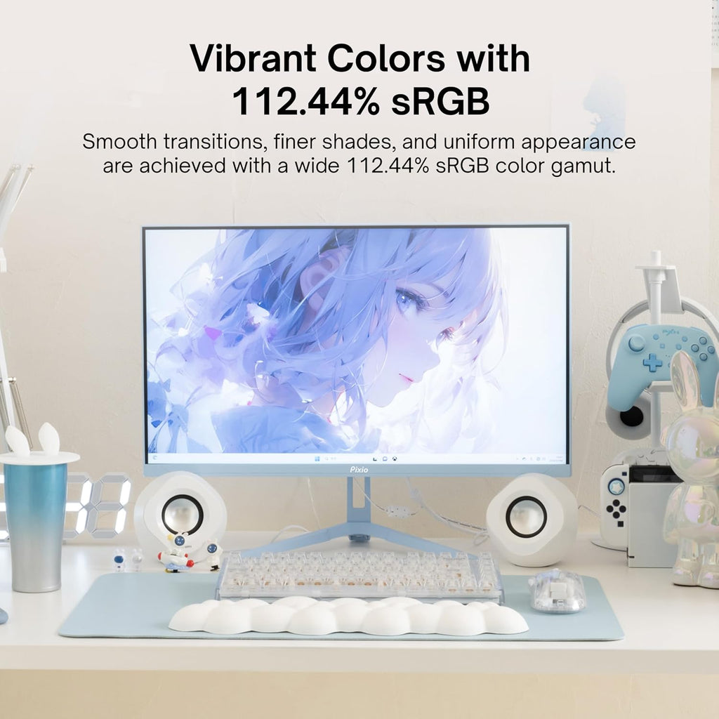 Pixio PX248 Wave Blue 24 inch 200Hz Refresh Rate FHD 1080p Resolution Fast IPS Panel 1ms GTG Response Time Built-in Speakers Gaming Monitor with Adaptive Sync