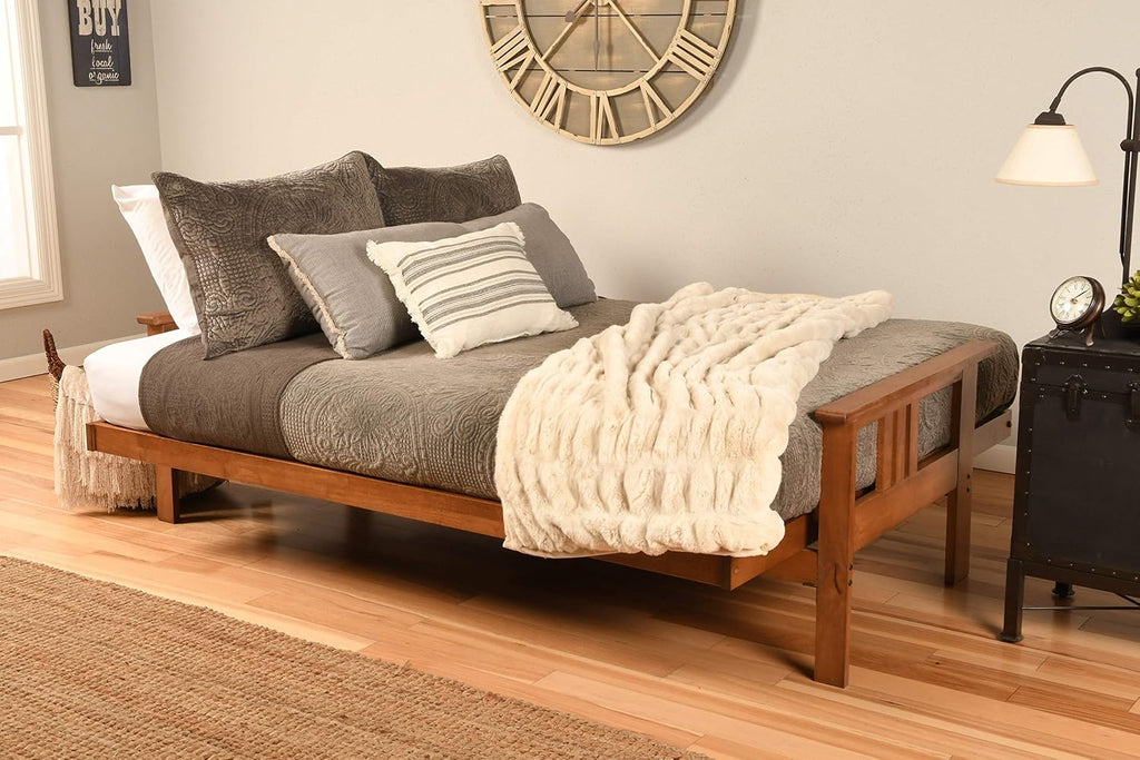Kodiak Furniture Monterey Futon Set with Barbados Finish, Full, Linen Charcoal