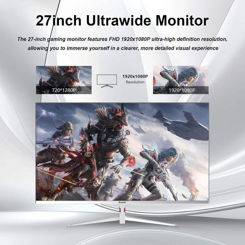 27 Inch Computer Monitor 100Hz IPS FHD 1080P,Built-in Speakers, Frameless Gaming Monitor with FreeSync/G-Sync Compatible, HDR10, HDMI/DP Ports, VESA Mount, Tilt Adjustable