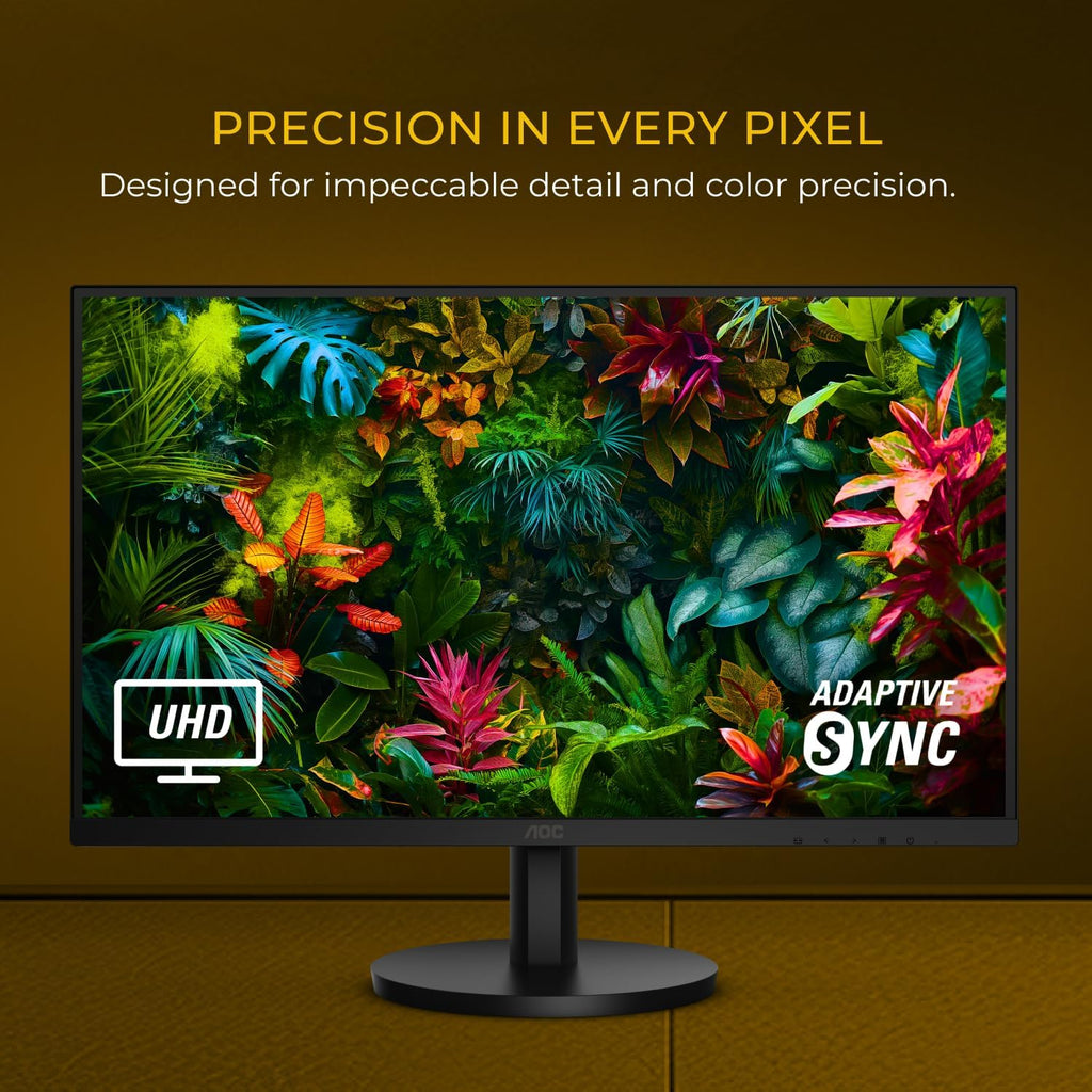 AOC U27B3A 4K 27' IPS 3840x2160 UHD Frameless Monitor, Display Port x1, HDMI x2, Built in Speaker, Eye Care, Flicker Free, 1 Billion+ Colors, sRGB 128.7%, VESA