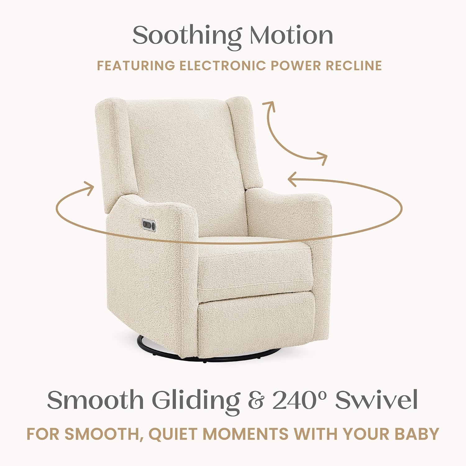 Delta Children Mercer Electronic Power Recliner and Swivel Glider with USB-A and Type-C Ports - Greenguard Gold Certified - Stain-Resistant Performance Fabric is Oeko-TEX Standard 100 Certified, Shell