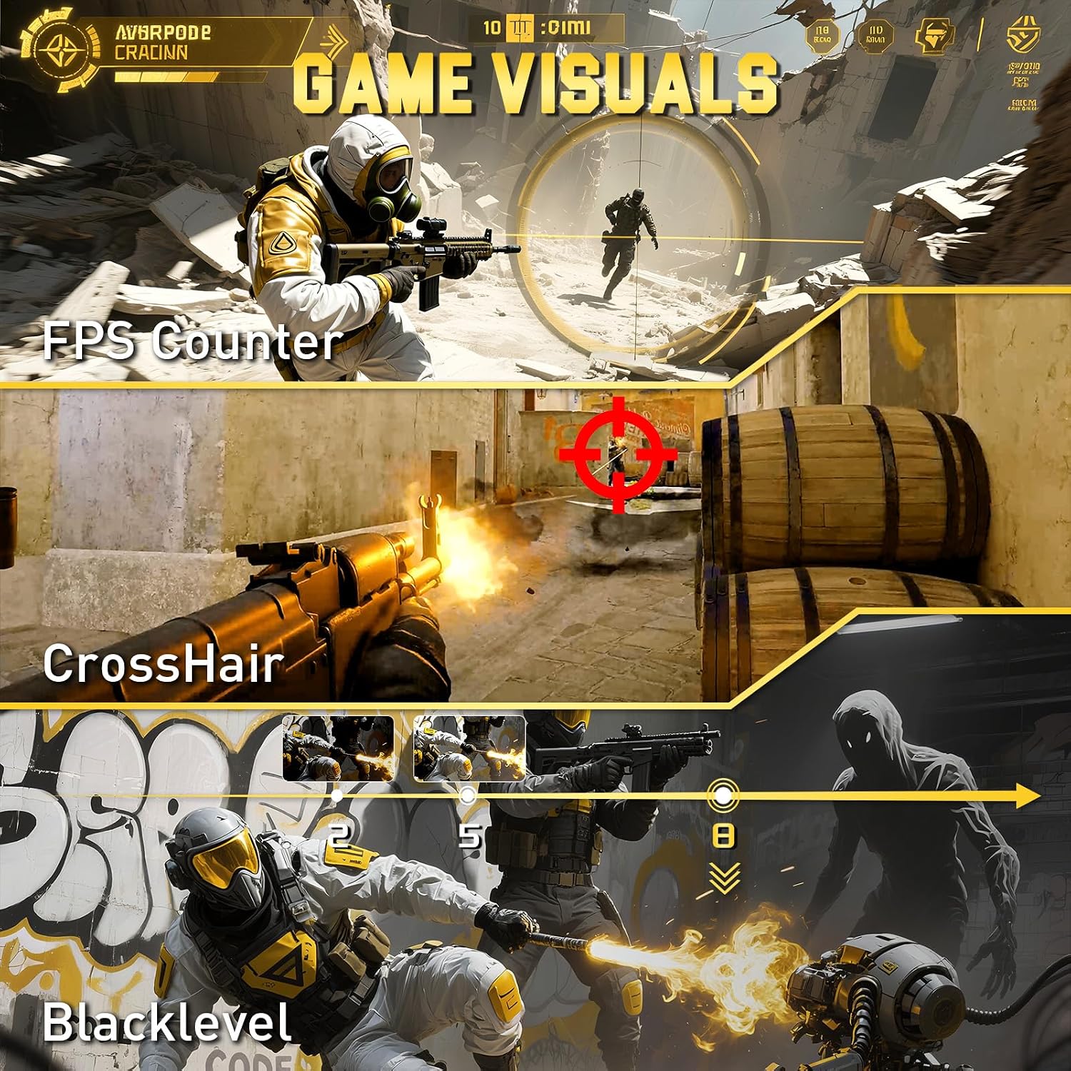 SANSUI 24.5 Inch Gaming Monitor QHD 1440P 300Hz 240Hz, 1ms Fast IPS Computer Monitor, 2× HDMI 2.1 Up to 300Hz, 2× DP 1.4 Up to 300Hz, 130% sRGB Eye Care VESA Support (DP Cable Included ES-G25F6Q Pro)