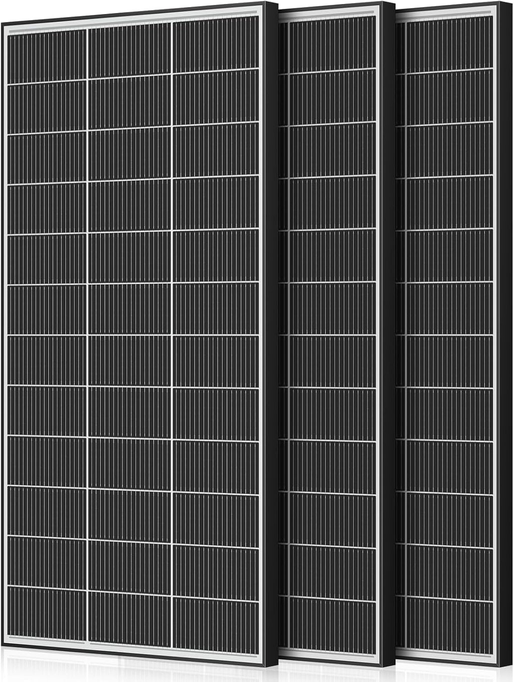 Bifacial 600 Watt Solar Panels 200 Watt Solar Panel 3 Pack 18BB Monocrystalline A+ Cell High-Efficiency Module PV Power Charger Homes Camping RV Battery Boat Caravan Other Off-Grid Applications