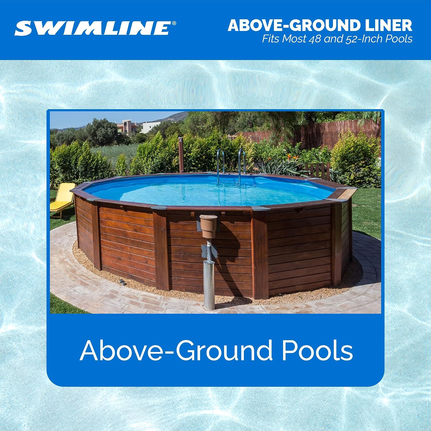Swimline LI184820 18 Inch Solid Blue Round Above Ground Swimming Pool Overlap 20 Gauge Vinyl Liner for 48 to 52 Inch Pools with Sun Protection