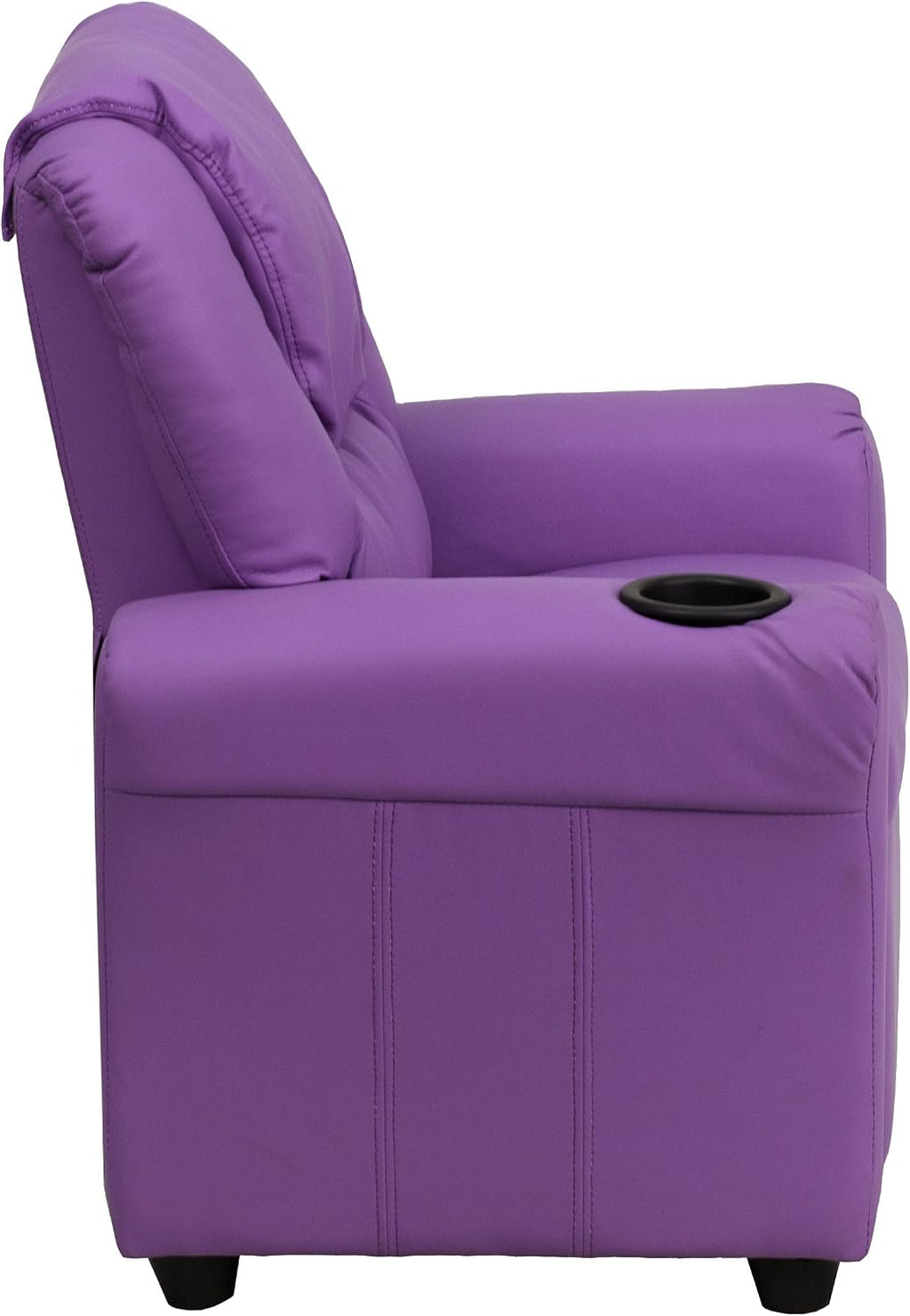 EMMA + OLIVER Lavender Vinyl Kids Recliner with Cup Holder and Headrest