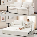 SUNWAVE 74' Pull Out Sofa Bed - Convertible Sleeper Sofa Bed, Corduroy Loveseat Pull Out Couch with USB Charging, Side Pockets for Living Room, Bedroom, Small Spaces (Cream, 74')