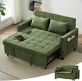 Tbfit 57' Loveseat Sleeper Convertible Sofa Bed, Futon Couch with Pullout Bed, USB & Adjustable Backrest, Chenille Queen Size Pull Out Couches for Living Room, Apartment, Office, Dorm, RV, Green