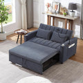 LUMISOL 3-in-1 Convertible Sleeper Sofa Bed, 55.9' Loveseat Pull Out Bed with USB Ports, Cup Holders, Swivel Stand & Storage Pockets, Modern Tufted Sofa Bed with Pillows, Blue Grey
