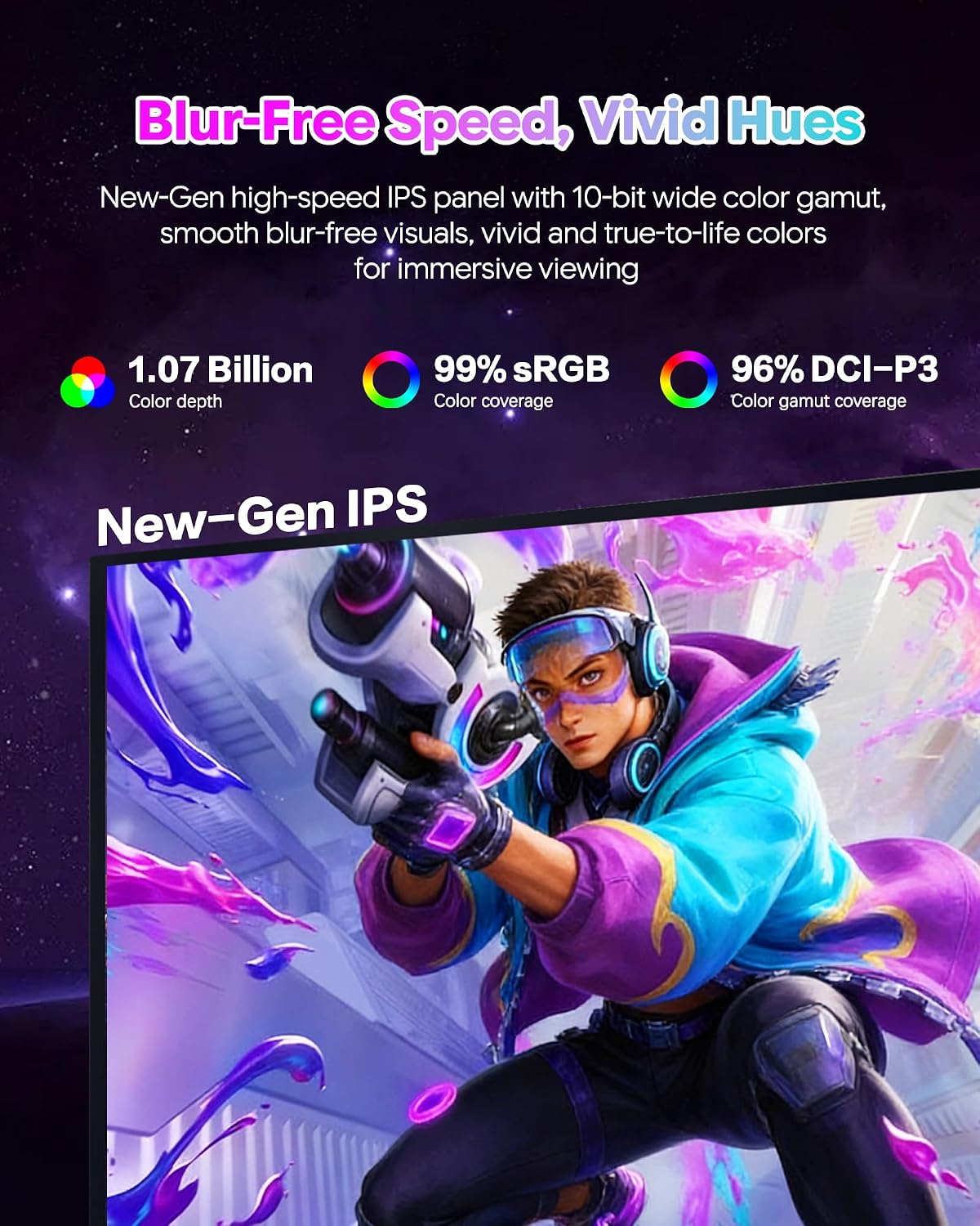 P32K 32'' UHD (3840 x 2160) 4K 144Hz Glossy Monitor, IPS Panel, 10-Bit Color, 99% sRGB, 96% DCI-P3, 5ms, HDR, Low Blue Light, Eye Care (Honeycomb - Without Stand)