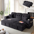 90 Inch Sleeper Sofa Bed, 4 in 1 Pull Out Couch Bed with Adjustable Backrest | Reversible Storage Chaise | Wide Armrest | Tool Free Assembly, Sectional Couches for Living Room, Black Chenille