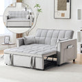 Velvet 3-in-1 Convertible Sofa Bed - USB Charging Port, Adjustable Backrest Loveseat Sleeper for Small Space Apartment, Versatile Futon Pull Out Couch for Living Room,Gray