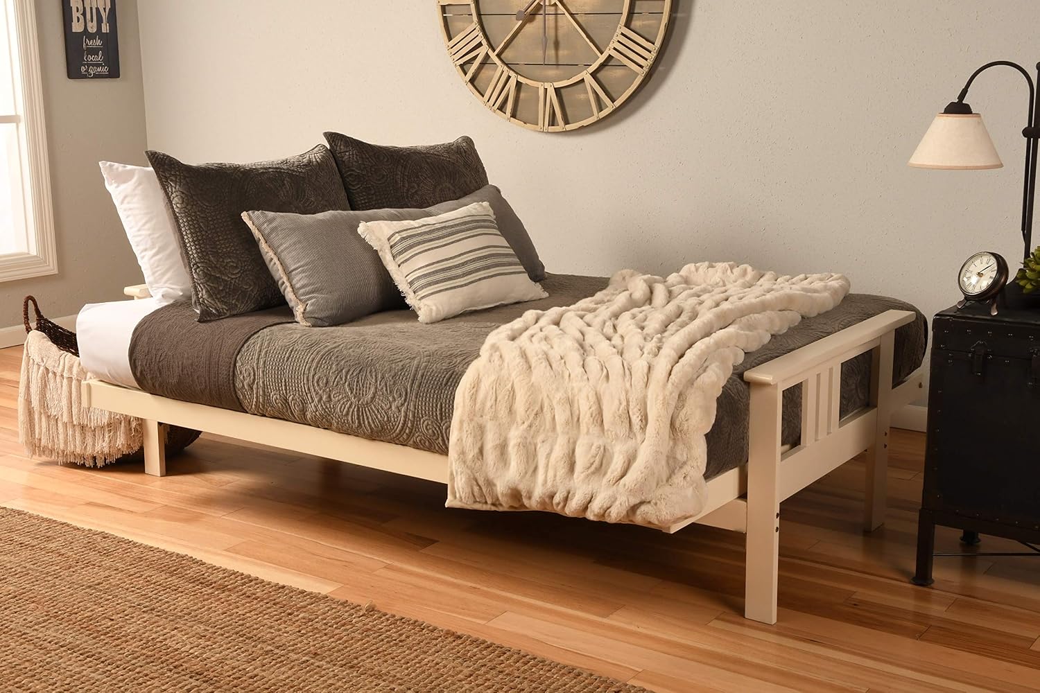 Kodiak Furniture Monterey Futon Set with Antique White Finish, Full, Canadian