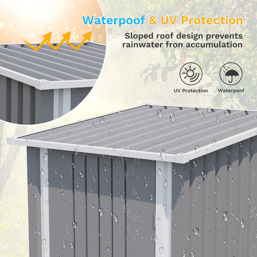Patiowell 3x3 FT Storage Shed, Outdoor Metal Small Sheds with Lockable Door and Sloping Roof, Waterproof Outside Utility Garden Tool Shed for Patio Lawn Backyard, Gray