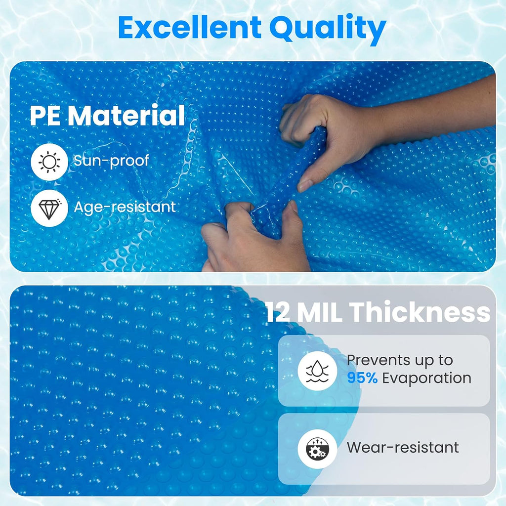 Goplus Above Ground Swimming Pool, Frame Family Pool Set w/Metal Frame, PVC Fabric, 3 Stoppers, Drainage Valve Connector, for Outdoor, Backyard, Garden, Patio (12' Round w/Solar Cover, 1617 Gal, Blue)