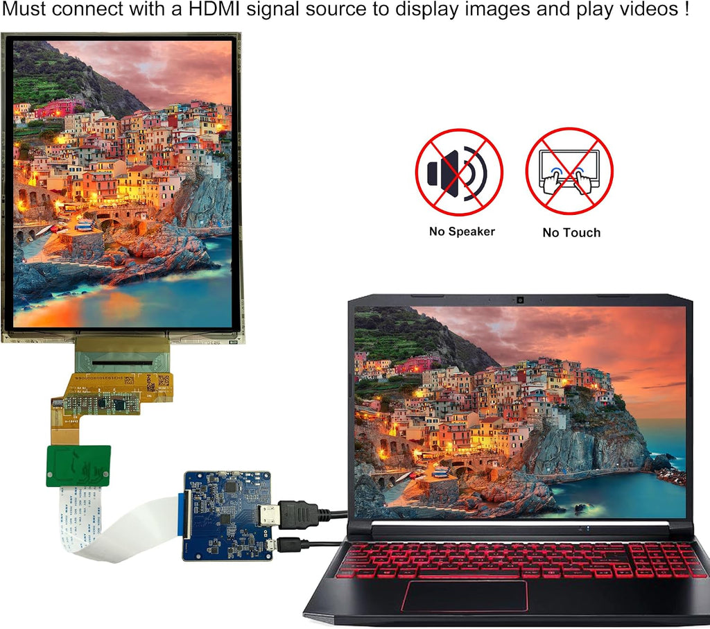 wisecoco 7.8 inch Flexible Display Curved Bendable Screen FHD 1440 * 1920 AMOLED Display with HDMI Driver Board OLED Monitor Without Enclosure Kit for DIY Prototype Demo