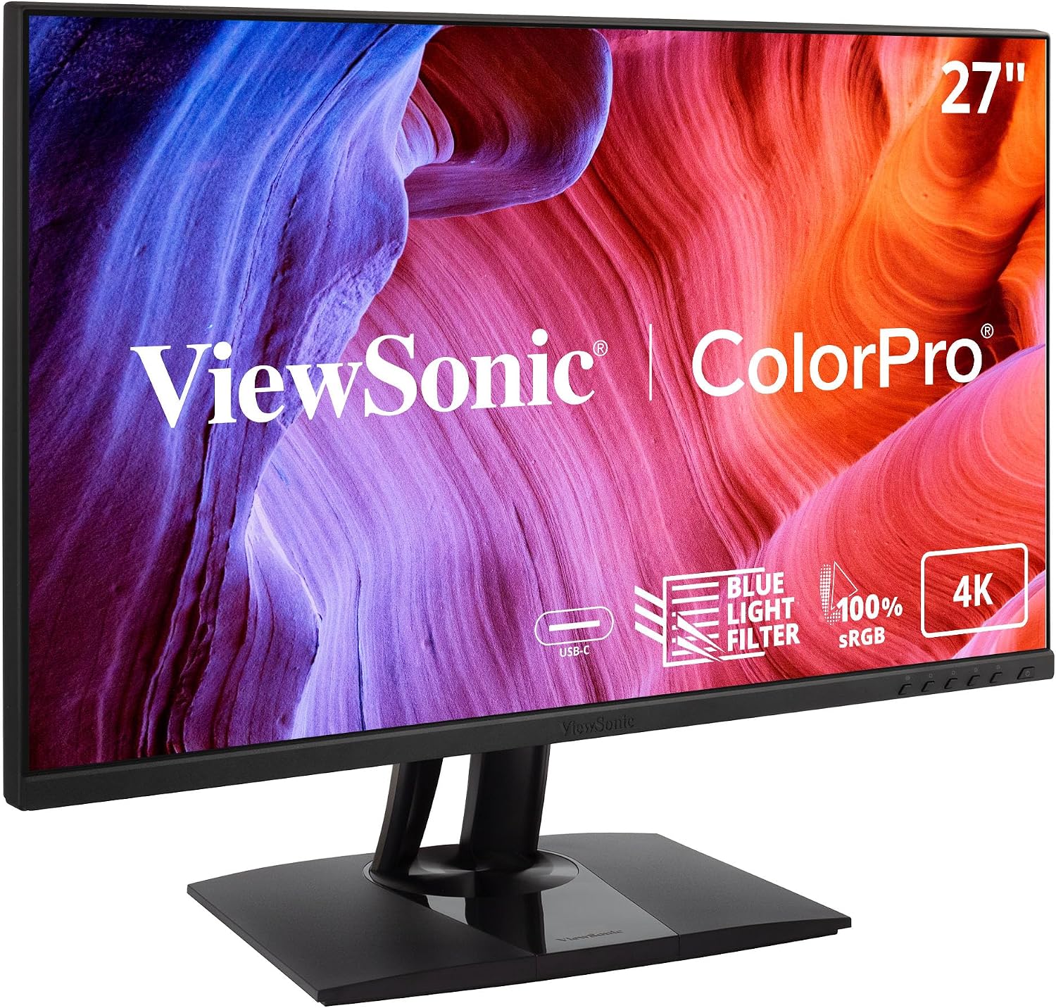 ViewSonic VP2756-4K 27 Inch 4K ColorPro Monitor, IPS Display with 100% sRGB and Pantone Validated for Professional Photo Editing, Advanced Ergonomics, 60W USB-C, HDMI, and DisplayPort Inputs