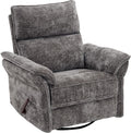 Rocking Chair Nursery with Adjustable Headrest,Manual Swivel Rocker Recliner Nursery Chair with Overstuffed Armrest,Glider Rocker Recliner for Living Room & Bedroom,Grey