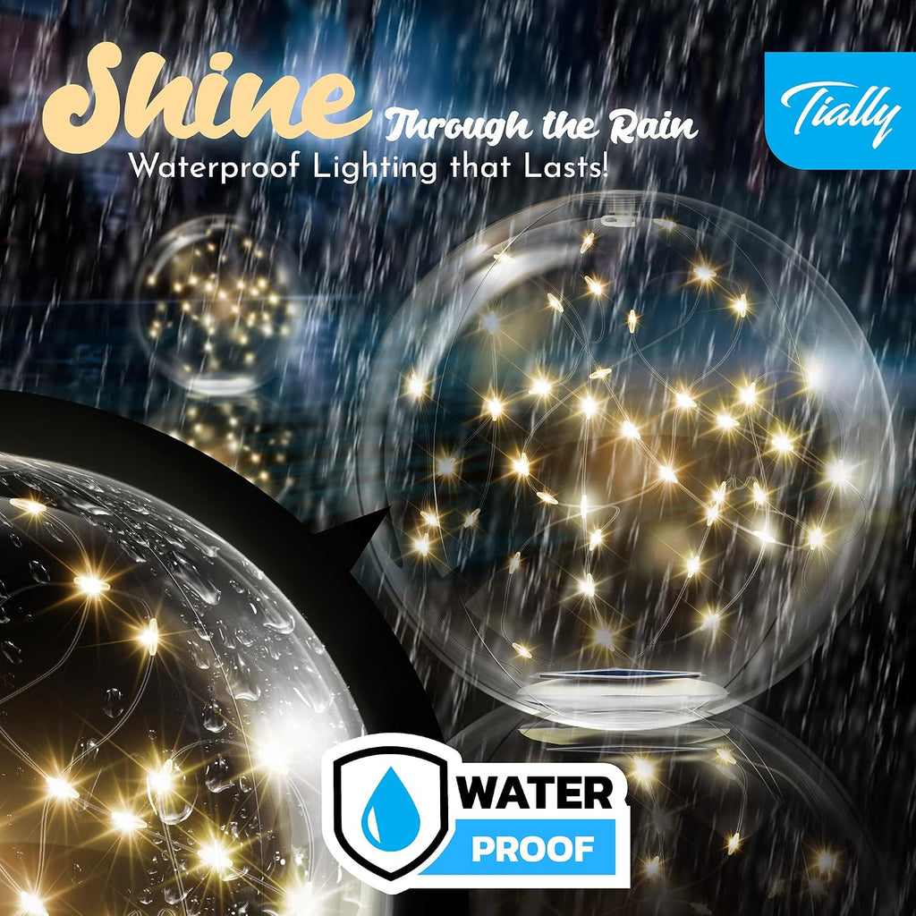TIALLY Fairy Floating Pool Lights Solar Powered - 14' Inflatable Waterproof Led Glow Balls, Floating Light Up Balls for Swimming Pool Party Decorations, Cool Outdoor Decor (6 Pack)