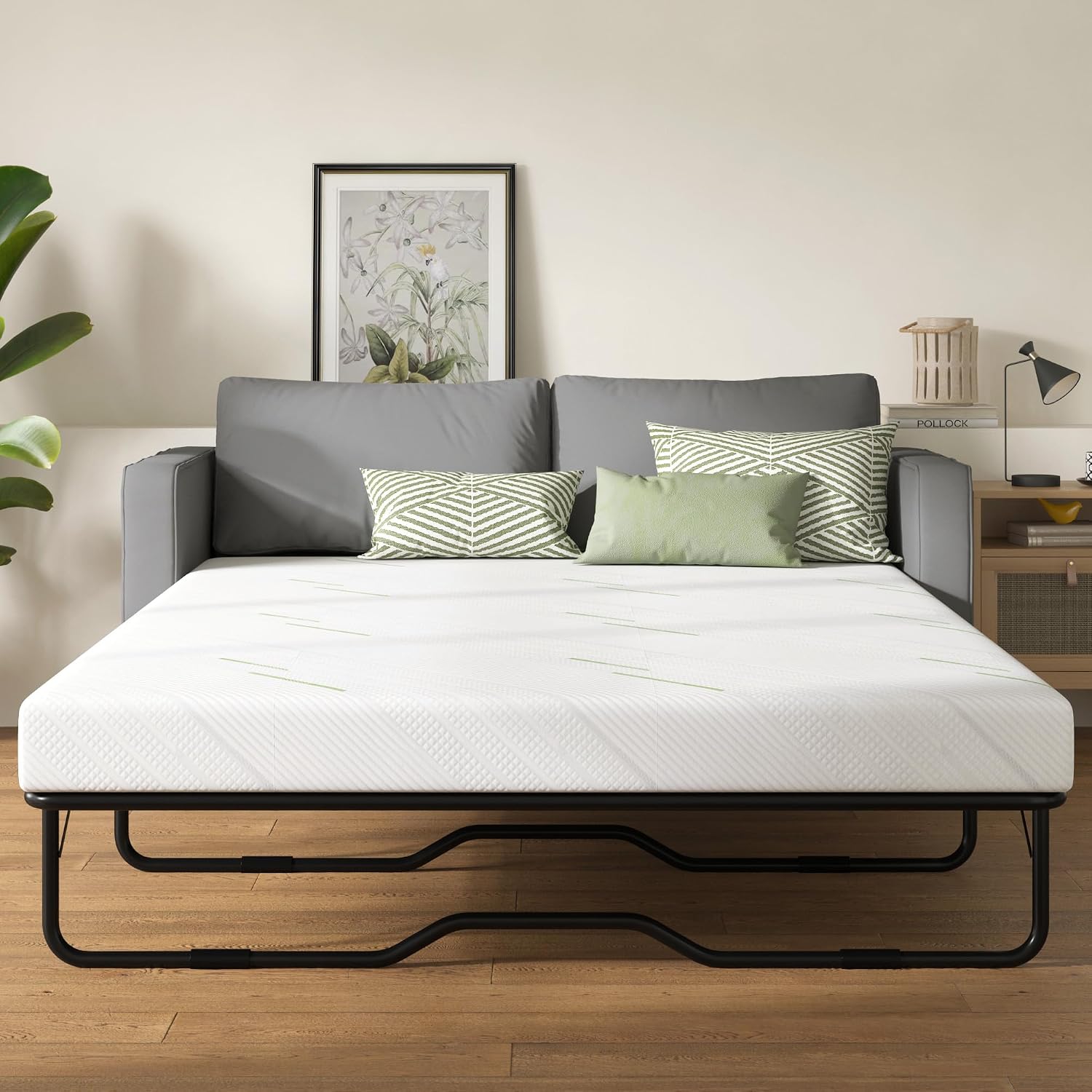 4 Inch Sofa Mattress Queen Size, Gel Memory Foam Infused, with Removable Washable Cover, for Sleeper Sofas, Pull Out Bed, Guest Room, RVs, Boats