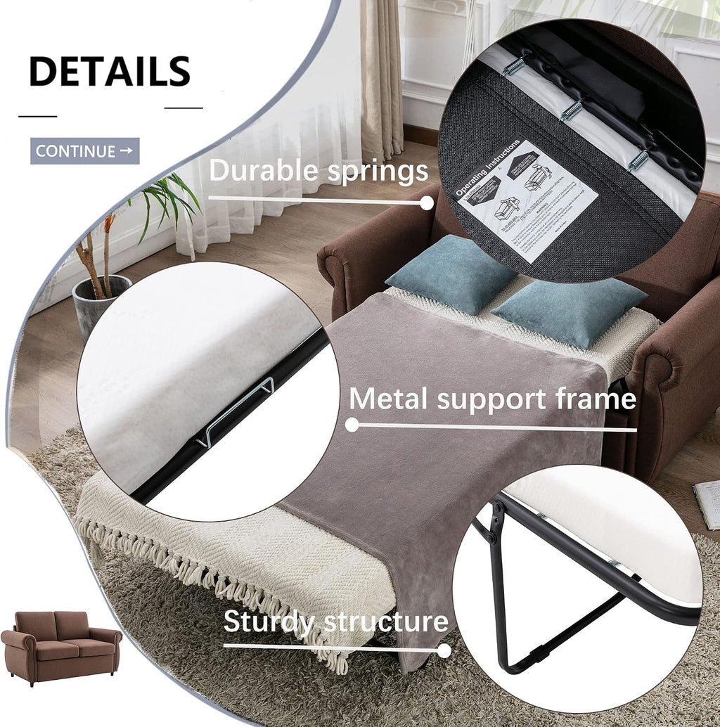Sleeper Couch Small Sofa for Living Room or Bedroom Including Pull Out Bed