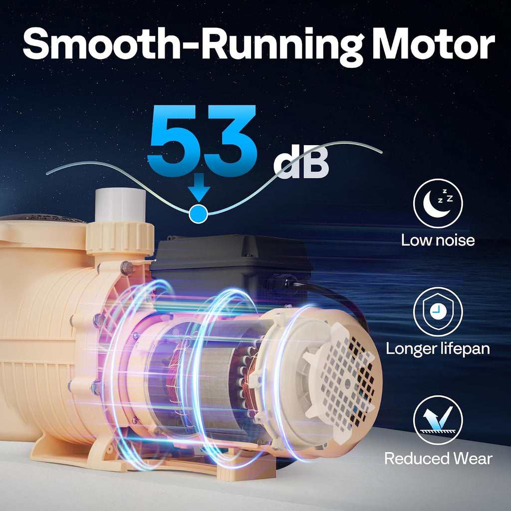 VIVOHOME 1.5HP 115V Variable Speed Pool Pump, Self-Priming Energy Saving, 1.5' & 2' Inlet w/Strainer Basket for in/Above Ground Pools