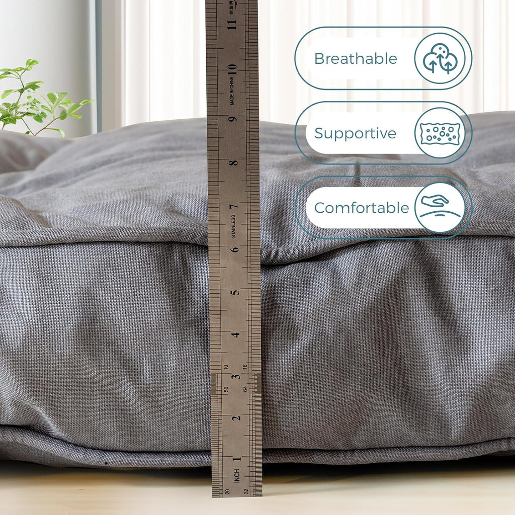 YOSHOOT 6 Inches Futon Mattress, Thick Futons Sofa Couch Bed, Floor Mattress for Adults, Shredded Foam Filling, Medium Firm(Frame Not Included), Grey, Full Size(54'x75')
