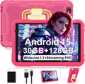 2026 Tablet 10 inch Android 15 Tablets 30GB RAM 128GB ROM 1TB Expand, 8000mAh Octa-Core Tablet with Drop-proof Case, Gemini AI, HD IPS Display, GPS, 5G WIFI, Split-screen, Widevine L1 -Metal Rose Red