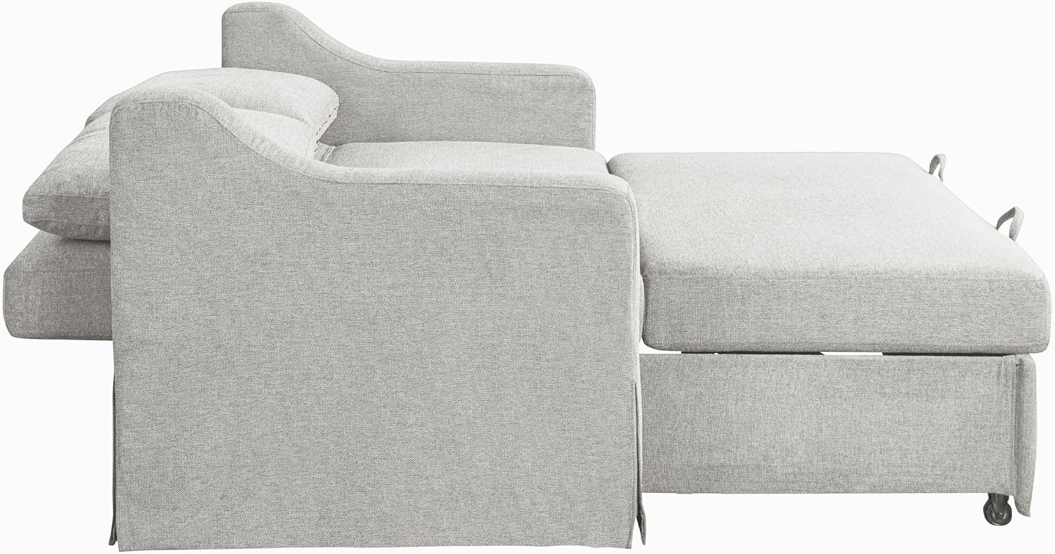 Serta Hawthorne 66.1' Slipcovered Convertible Sleeper Loveseat, Full Size, Dreamcoil Comfort, FingerGuard Pinch Point Protection, Polyester Tweed Fabric, Linen