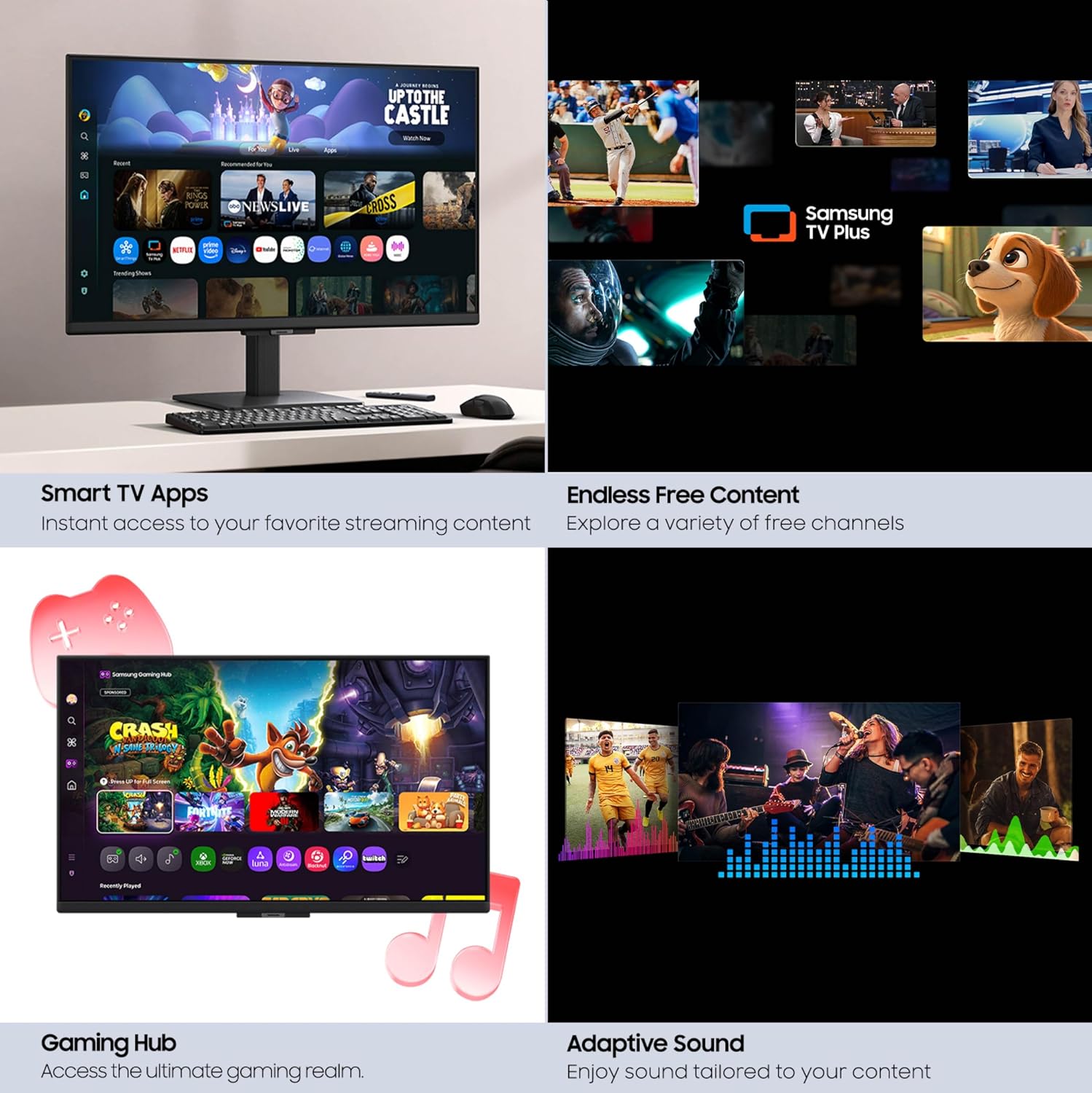 Samsung 27-Inch M5 (M50F) Series FHD Smart Monitor with Streaming TV, Speakers, HDR10, Gaming Hub, Workout Tracker, Vision Accessibility Tools, Black, LS27FM502ENXZA (Renewed)