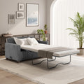 Serta® Darnold 53.5' Pull-Out Sleeper Loveseat, Twin Size, Dreamcoil® Comfort, Memory Foam Pull-Out Mattress, USB-C and USB-A Power Ports, Soft Corduroy Fabric, Grey
