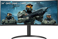 LG 34WP60C-B 34' 21:9 Curved UltraWide QHD (3440 x 1440) HDR 10 160Hz 1ms Gaming Monitor with Tilt Adjustable Stand, AMD FreeSync Premium, Display Port and HDMI, Black, WEPGPY
