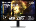 SAMSUNG 27' Odyssey OLED G6 (G61SD) QHD & QD-OLED 240Hz 0.03ms FreeSync Premium Pro Gaming Monitor with Sleek Metal Design, 3 Year Warranty, US, LS27DG610SNXZA, 2024 (Renewed)
