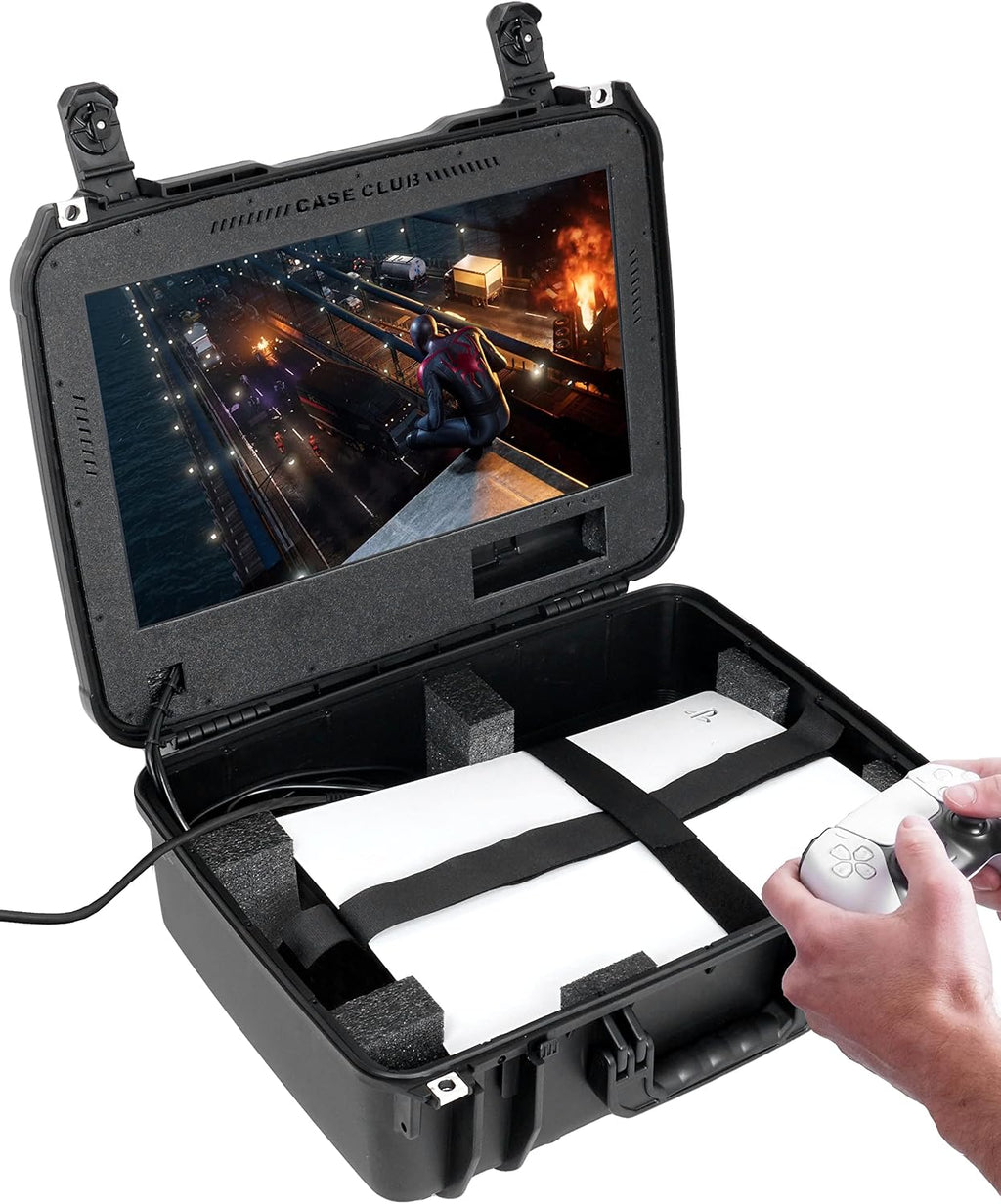 Case Club Gaming Station to fit PS5 Slim - Portable Travel Case with Built-in Monitor