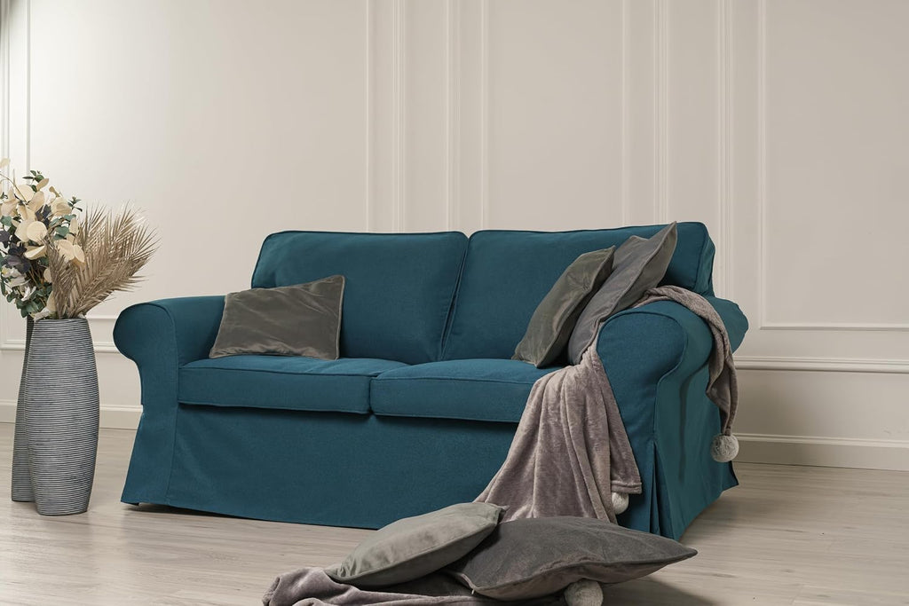 MASTERS OF COVERS Ektorp Loveseat (2 Seat) Sofa Cover Replacment Slipcover for IKEA Ektorp Two Seater Ektorp Slipcover (Dark Ocean)-NOT fit Uppland Series Sofa