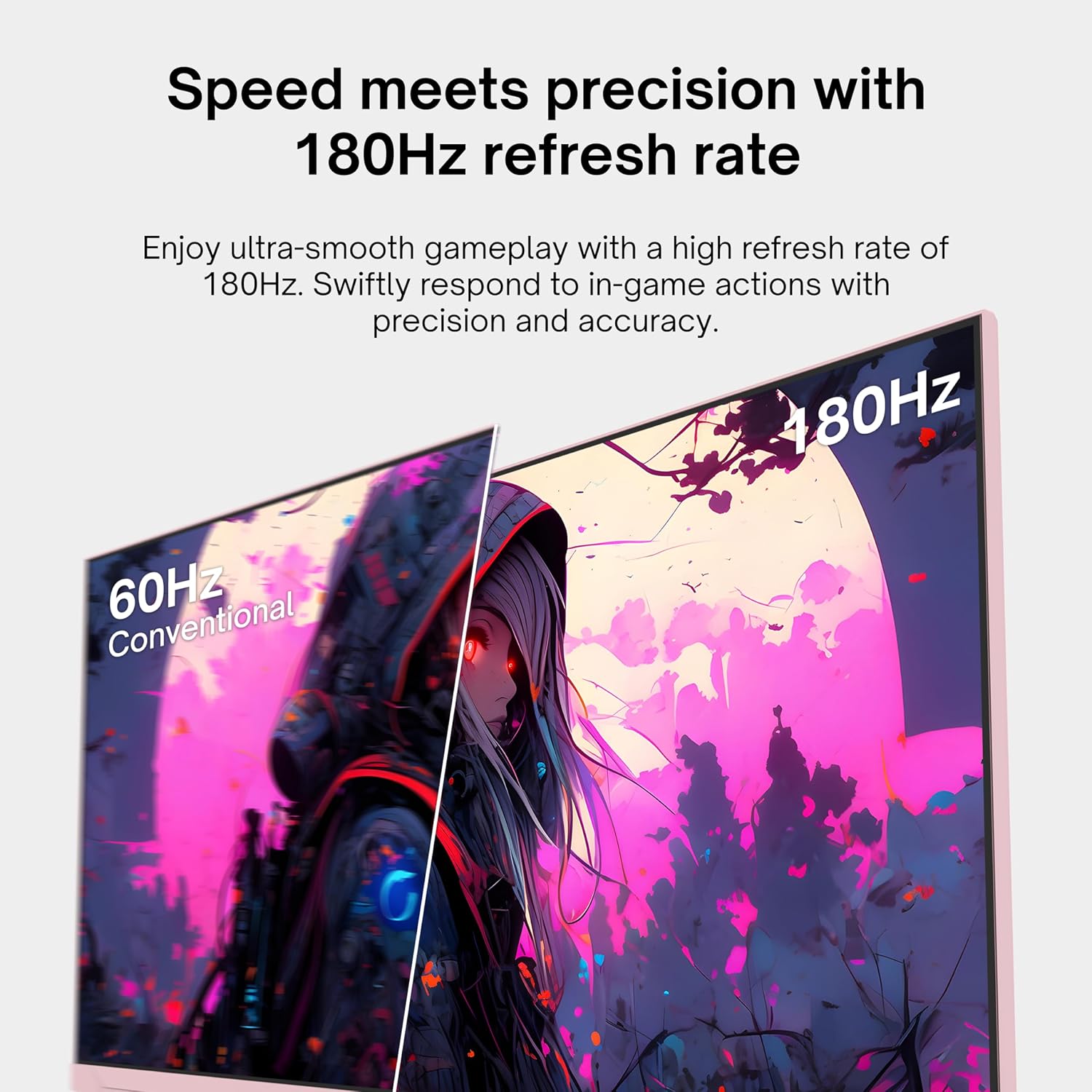 Pixio PX278 Wave Pink 27 inch 180Hz Refresh Rate FHD 1440p Resolution Fast IPS Panel 1ms GTG Response Time Gaming Monitor and PS1S Wave Pink Single Monitor Arm - Fits up to 32 inches and 19.8lbs