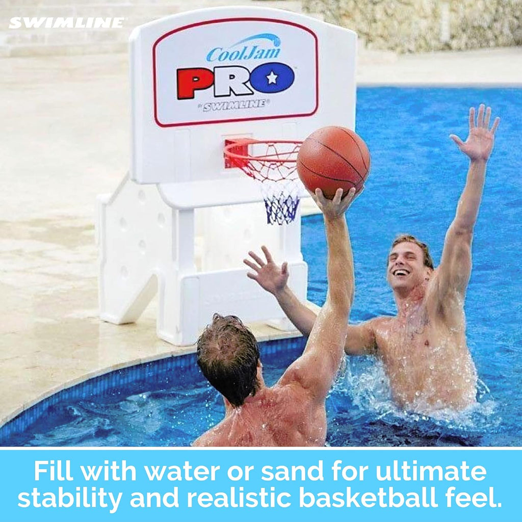 Swimline Cool Jam Pro In-Ground Poolside Basketball Game with Hoop, Regulation Size Ball, and Adjustable Backboard Height for Kids and Adults