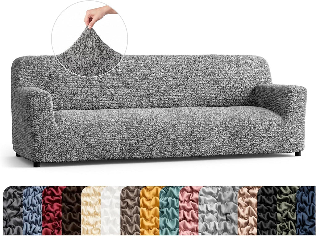 PAULATO BY GA.I.CO. Sofa Slipcover - Stretch Couch Cover - Stylish Cushion Sofa Cover - Soft Fabric Slip Cover - 1-Piece Form Fit Washable Protector for Pet - Microfibra Collection - Ash