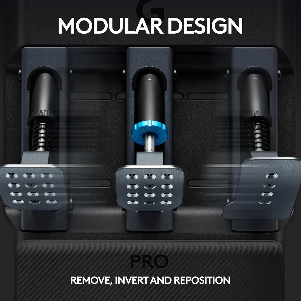 Logitech G PRO Racing Pedals - Racing Simulator Pedals with 100kg Load Cell Brake, Fully Customizable, Swappable Springs & Elastomers, Modular Design