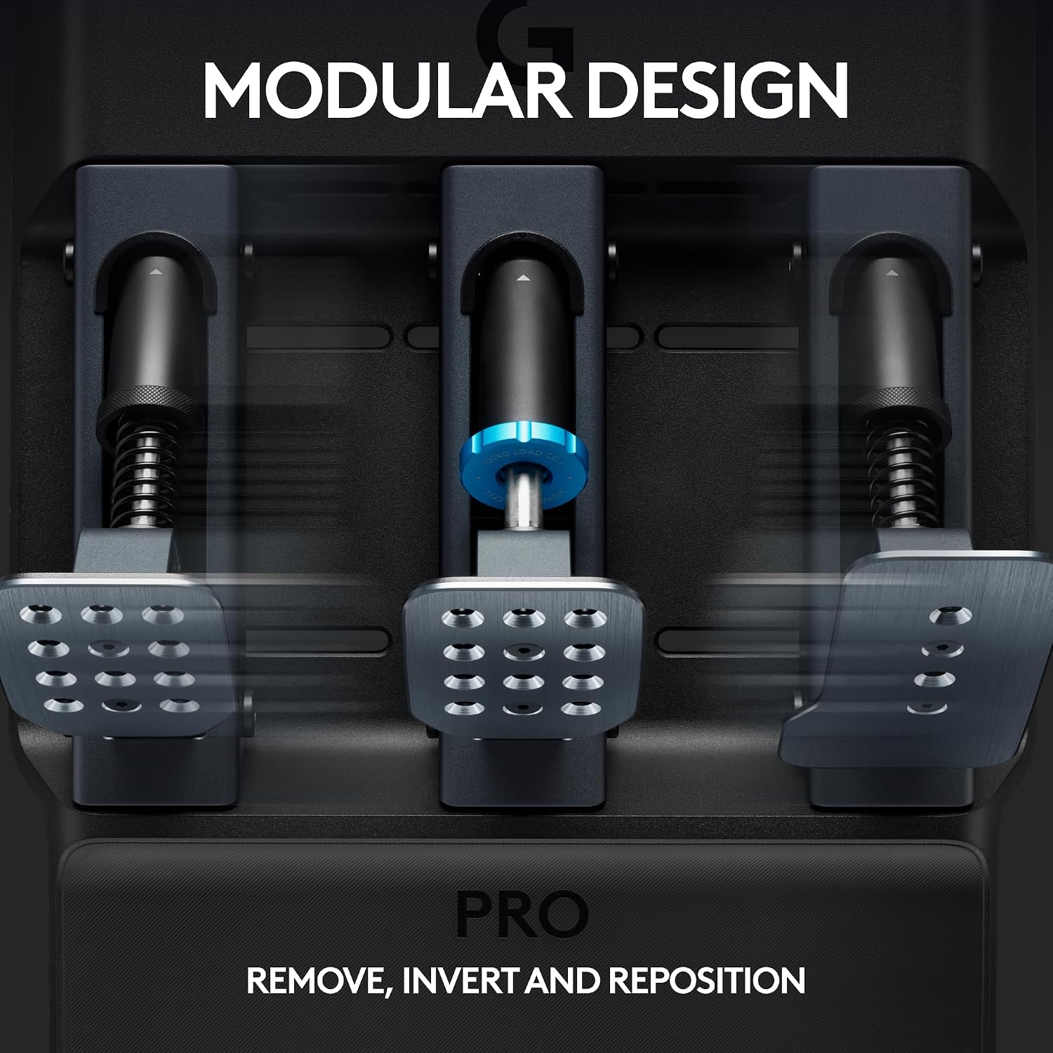 Logitech G PRO Racing Pedals - Racing Simulator Pedals with 100kg Load Cell Brake, Fully Customizable, Swappable Springs & Elastomers, Modular Design