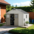 Devoko 10x8 FT Resin Outdoor Storage Shed with Floor for Patio Backyard Lawn, Beige