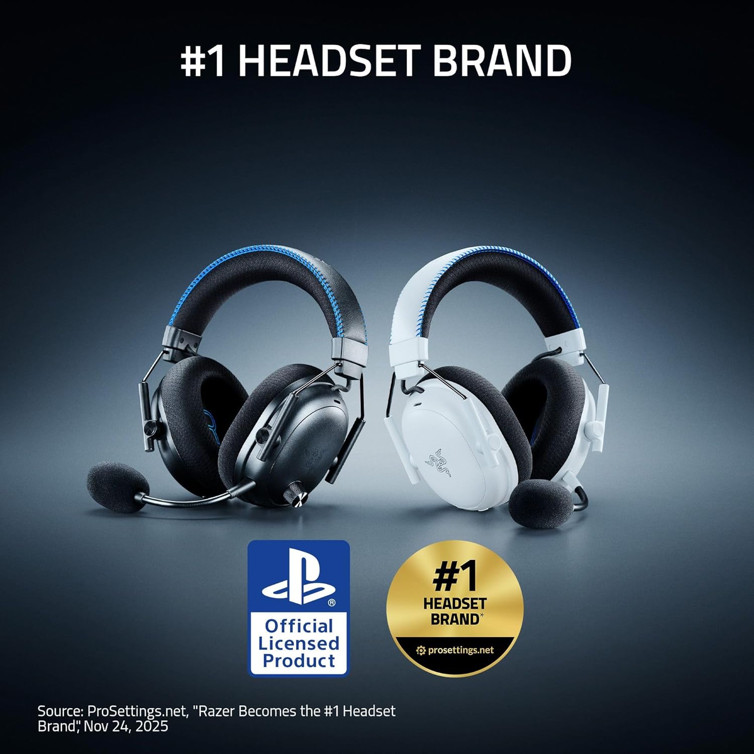 Razer BlackShark V3 Pro Wireless ANC Gaming Headset for PS5: Full Band Mic - 50mm Drivers - 2.4 GHz, Bluetooth, 3.5mm - Works with PC, Mac, Nintendo Switch, Smartphone - Long Battery Life - White
