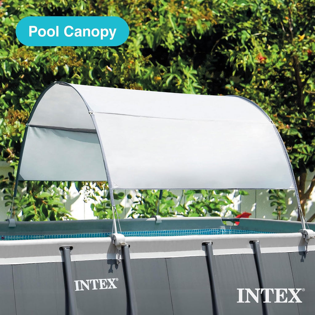 Intex 18 Foot by 52 Inch Ultra XTR Framed Above Ground Swimming Pool Set with Sand Filter Pump, Pool Cover and Ladder, Canopy, and Ground Cloth, Gray