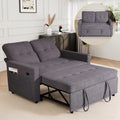 EJUNQ Pull Out Couch, Convertible Sofa Bed with USB and Reclining Backrest, Modern 3 in 1 Sleeper Sofa Couch Bed with Side Pockets, Comfortable Loveseat Sleeper for Small Spaces.((Gray)